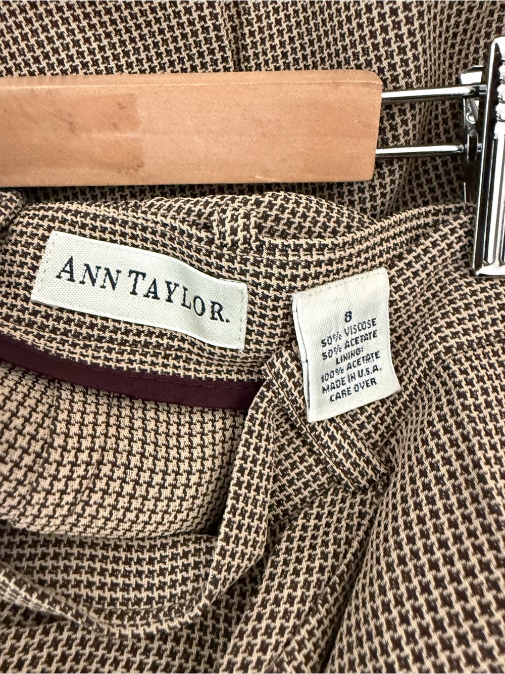 Ann Taylor Houndstooth Pant Suit Set Vest & Wide Leg Pants Size 8 Career Wear - Picture 12 of 12